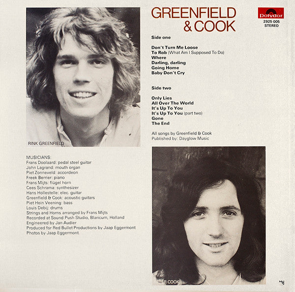 Greenfield & Cook : Greenfield & Cook (LP, Album)