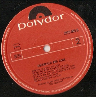 Greenfield & Cook : Greenfield & Cook (LP, Album)