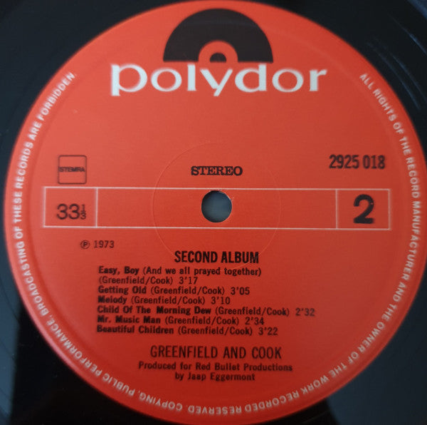 Greenfield & Cook : Second Album (LP, Album)