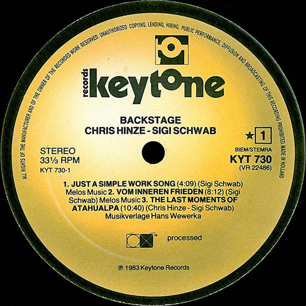 Chris Hinze, Siegfried Schwab : Backstage (LP, Album)