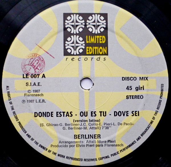 Berliner* : Donde Estas (12")
