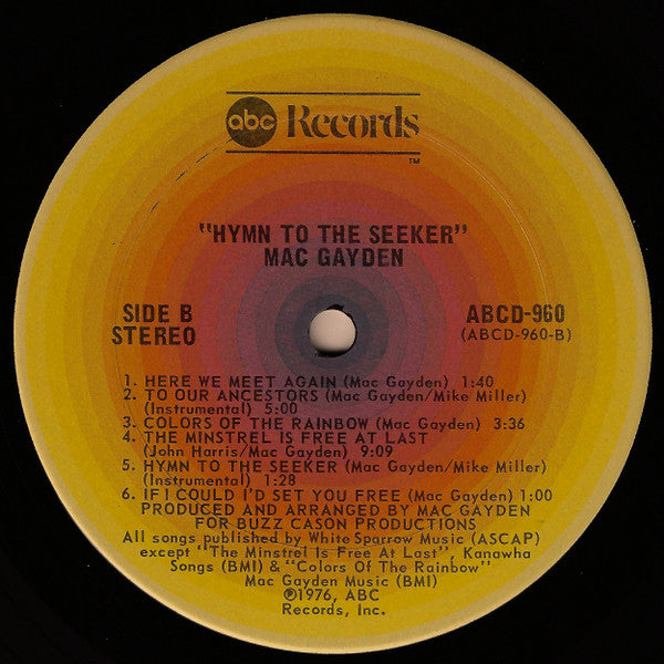 Mac Gayden & Skyboat (2) : Hymn To The Seeker (LP, Album)
