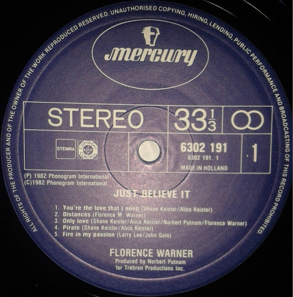 Florence Warner : Just Believe It (LP, Album)