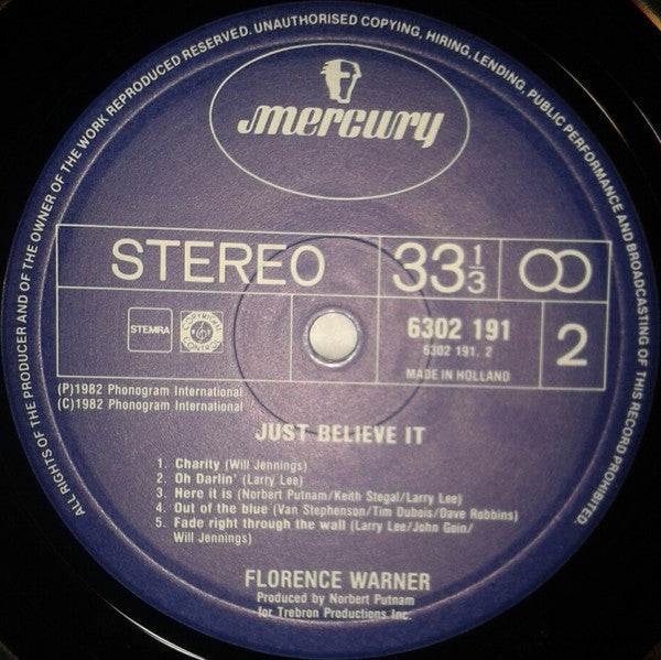 Florence Warner : Just Believe It (LP, Album)