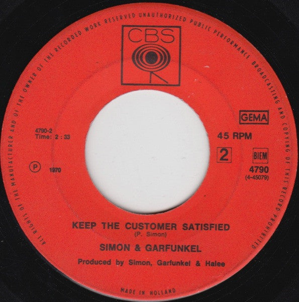 Simon And Garfunkel* : Bridge Over Troubled Water c/w Keep The Customer Satisfied (7", Single)