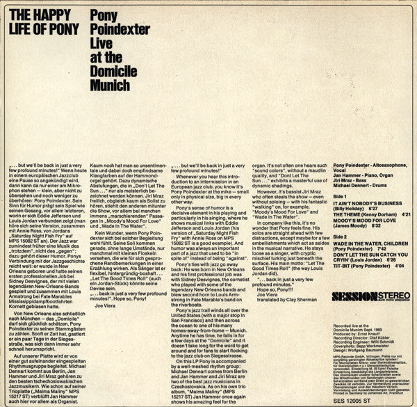Pony Poindexter : The Happy Life Of Pony (Pony Poindexter Live At The Domicile Munich) (LP, Album)