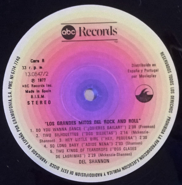 Del Shannon : Los Grandes Mitos Del Rock And Roll (LP, Comp, RE)