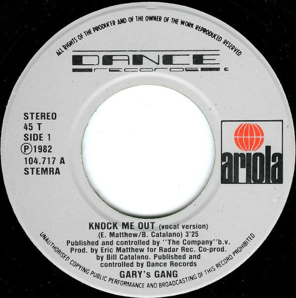 Gary's Gang : Knock Me Out (7", Single)