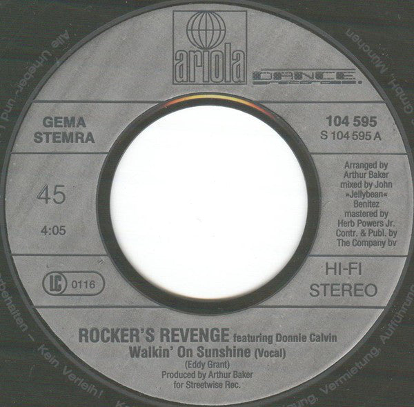 Rockers Revenge : Walkin' On Sunshine (7", Single)