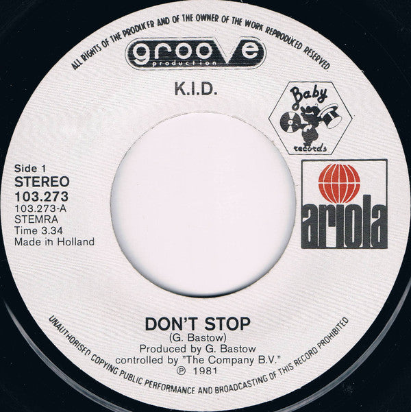 K.i.D. : Don't Stop (7", Single)