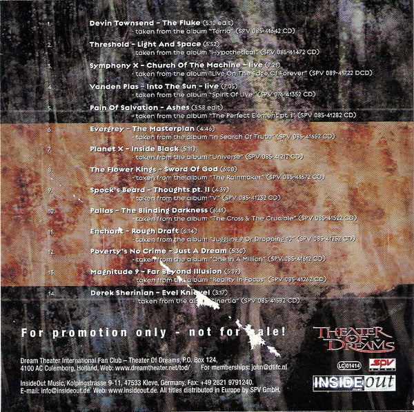 Various : Inside Out Music Sampler 2001 (CD, Comp, Promo)