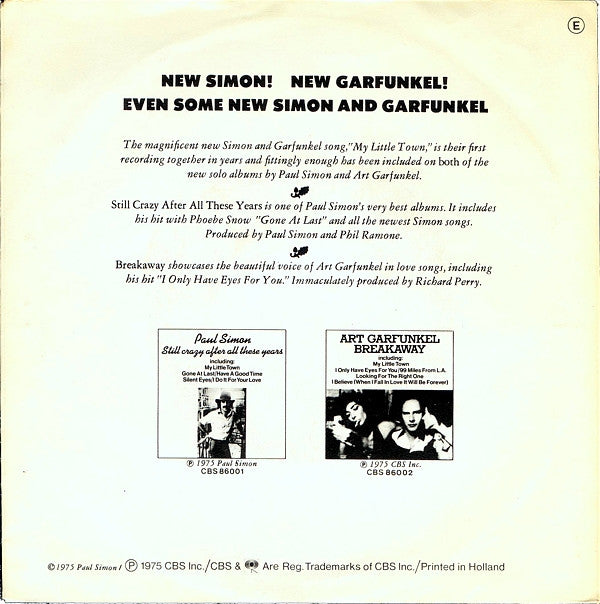 Simon And Garfunkel* Plus Art Garfunkel Plus Paul Simon : My Little Town (7", Single)