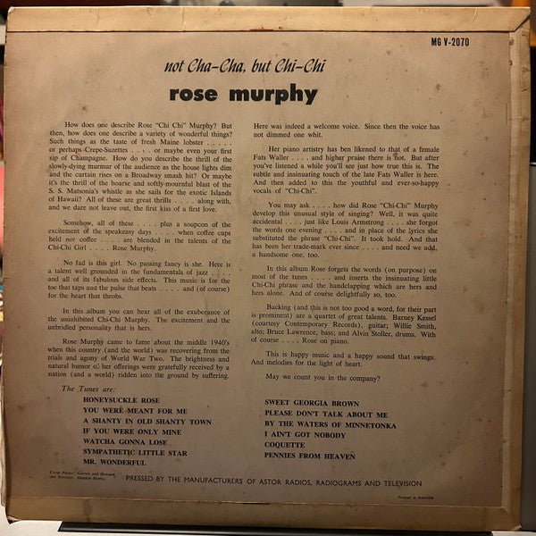 Rose Murphy : Not Cha-Cha But Chi-Chi (LP)