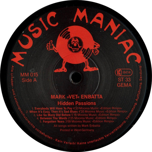 Mark "Vet" Enbatta* : Hidden Passions (LP, Album)