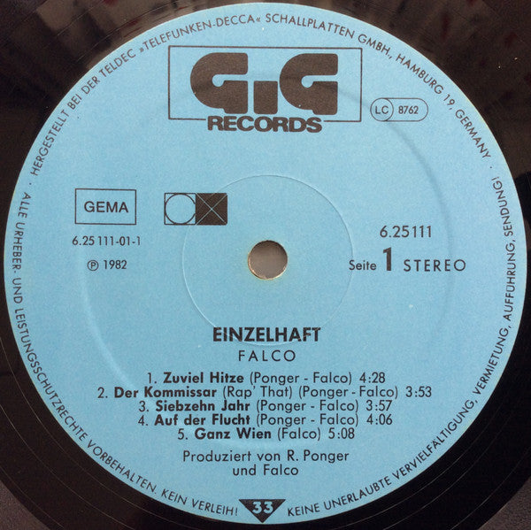 Falco : Einzelhaft (LP, Album, Club)