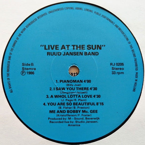 Ruud Jansen Band : Live At The Sun (LP, Album)