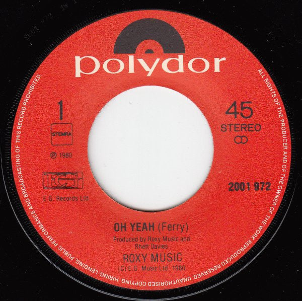 Roxy Music : Oh Yeah (7", Single)