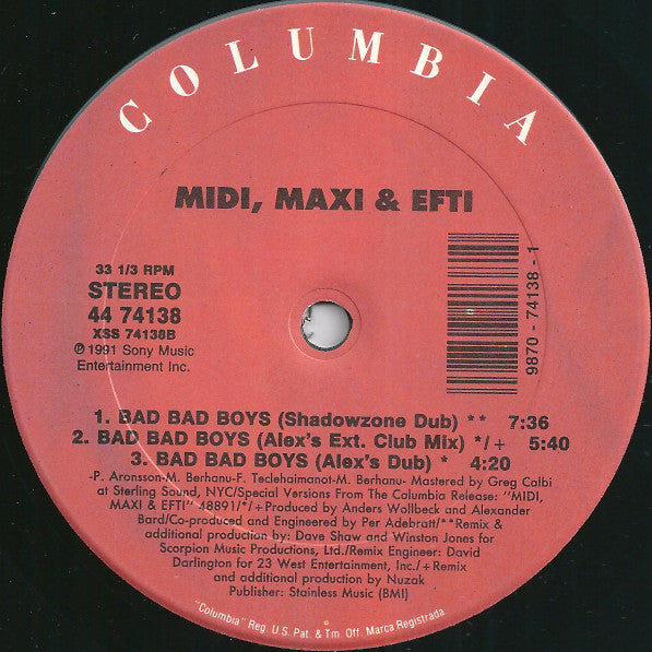 Midi, Maxi & Efti : Bad Bad Boys (12", Maxi)
