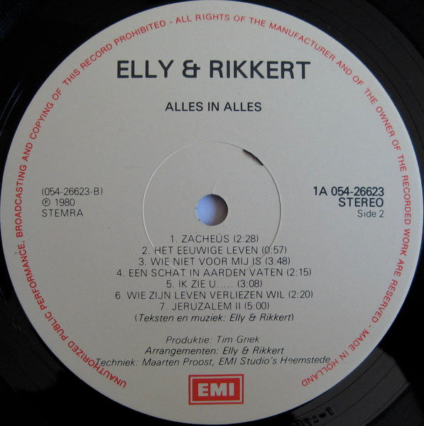 Elly & Rikkert : Alles In Alles (LP, Album, Gat)