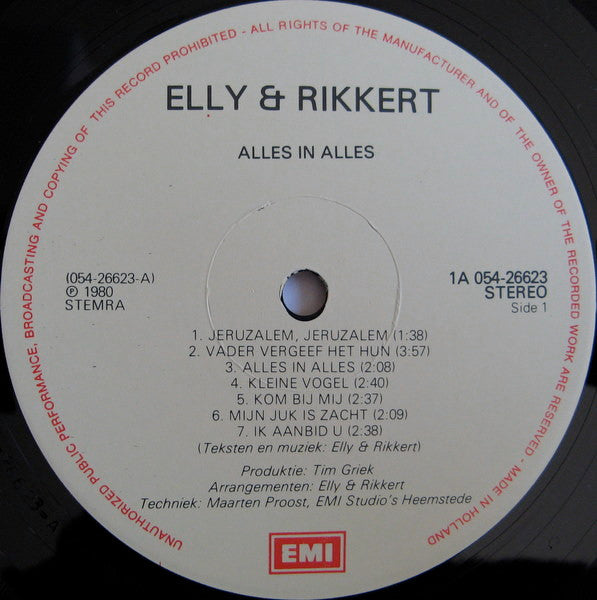 Elly & Rikkert : Alles In Alles (LP, Album, Gat)