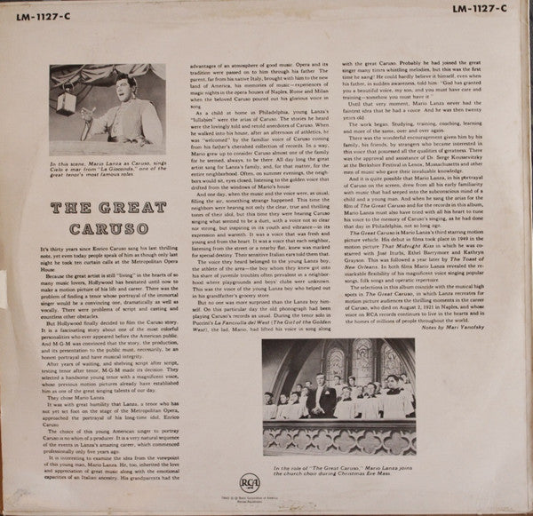 Mario Lanza : The Great Caruso (LP, Album, Mono, RE)