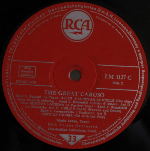 Mario Lanza : The Great Caruso (LP, Album, Mono, RE)