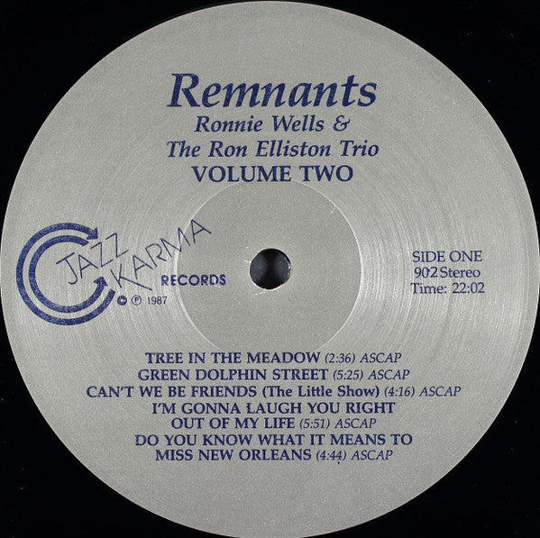 Ronnie Wells & The Ron Elliston Trio : Remnants Volume Two (LP)