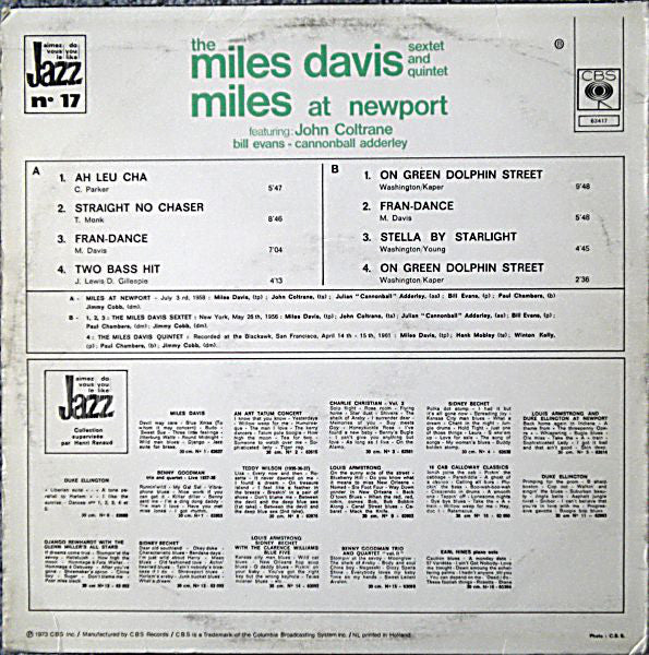 The Miles Davis Sextet / The Miles Davis Quintet : Miles At Newport (LP, Album, RE)
