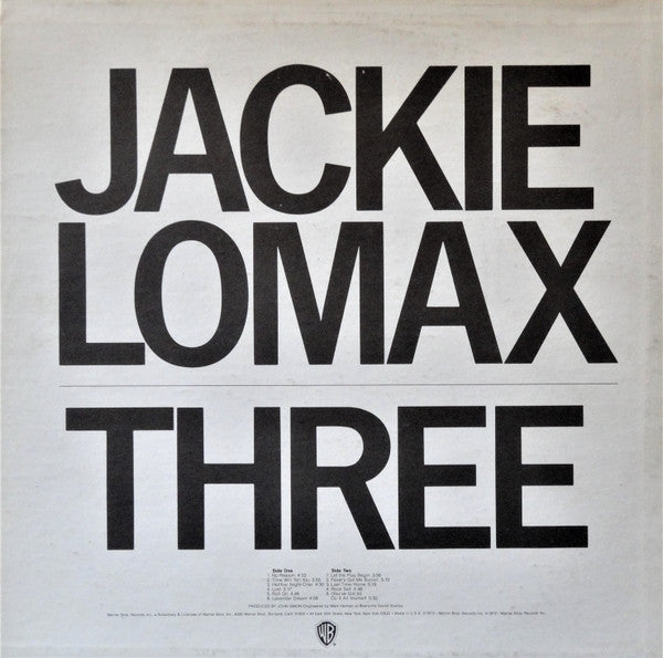 Jackie Lomax : Three (LP, Album, Pit)