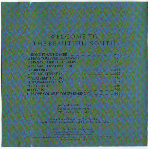 The Beautiful South : Welcome To The Beautiful South (CD, Album, RP, Man)