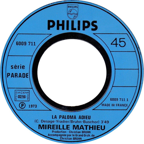 Mireille Mathieu : La Paloma, Adieu (7", Single)
