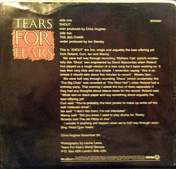 Tears For Fears : Shout (7", Single)