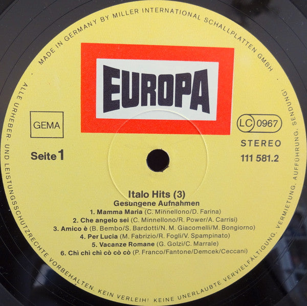 Unknown Artist :  Italo Hits (3) (LP)