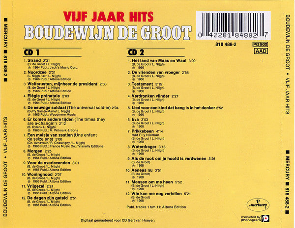 Boudewijn De Groot : Vijf Jaar Hits (2xCD, Comp, RM)