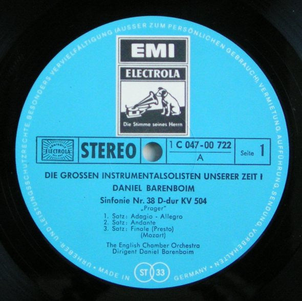 Daniel Barenboim - Wolfgang Amadeus Mozart : Die Grossen Instrumental-Solisten Unserer Zeit I - Sinfonie Nr. 38 KV 504 · Klavierkonzert Nr. 23 KV 488 (LP, Comp)