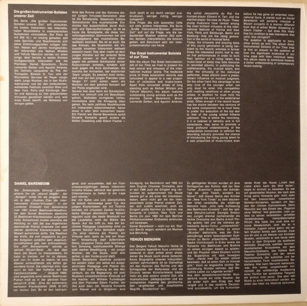 Daniel Barenboim - Wolfgang Amadeus Mozart : Die Grossen Instrumental-Solisten Unserer Zeit I - Sinfonie Nr. 38 KV 504 · Klavierkonzert Nr. 23 KV 488 (LP, Comp)
