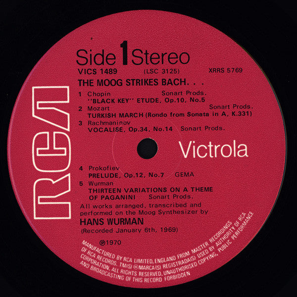 Hans Wurman : The Moog Strikes Bach... (LP)