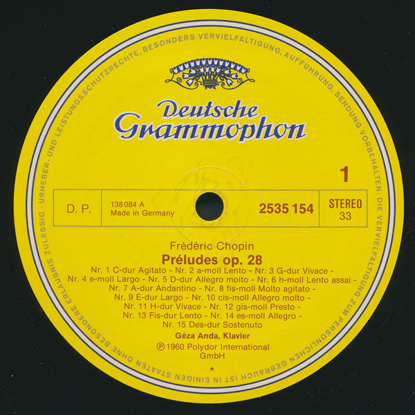 Frédéric Chopin – Géza Anda : 24 Préludes (LP, RE)