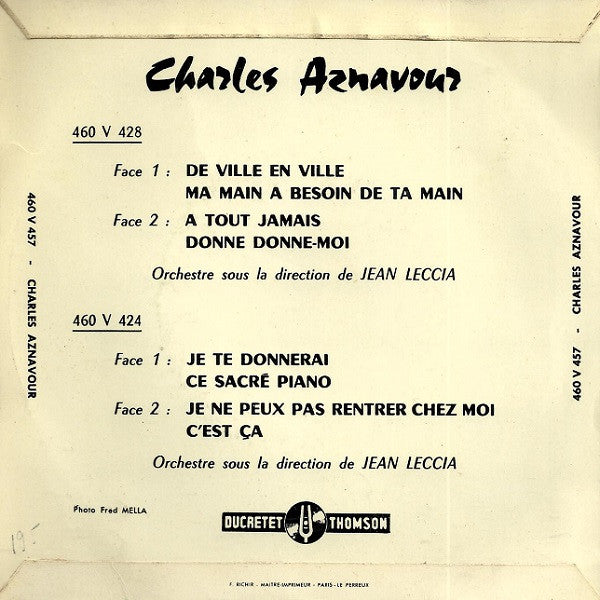 Charles Aznavour : J'en Déduis Que Je T'aime (7", EP)