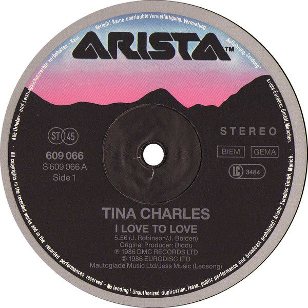 Tina Charles : I Love To Love  (12", Maxi)