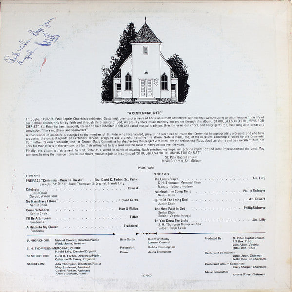 St. Peter Baptist Church : Struggles And Triumphs For Christ (LP)