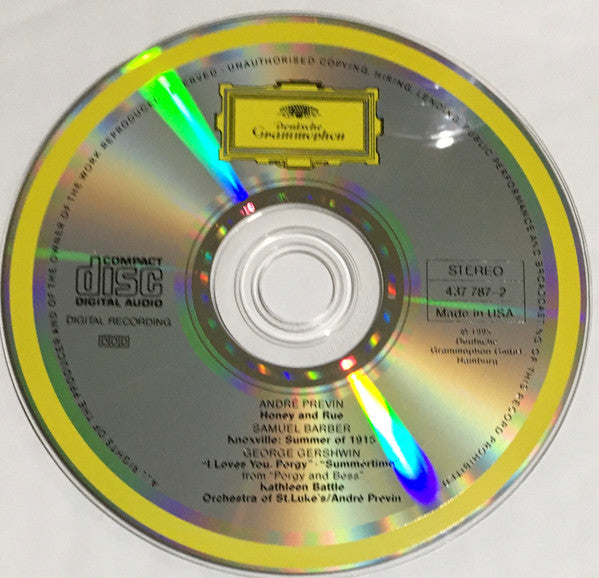 Kathleen Battle, Toni Morrison, Samuel Barber, George Gershwin, Orchestra Of St. Luke's, André Previn : Honey And Rue (CD, Album)