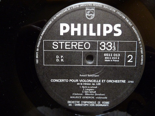 Robert Schumann - Byron Janis, Maurice Gendron, Minneapolis Symphony Orchestra, Stanislaw Skrowaczewski, Wiener Symphoniker, Christoph von Dohnányi : Concerto Pour Piano / Concerto Pour Violoncelle (LP, Comp)