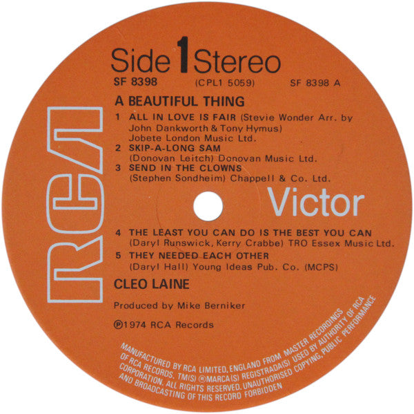 Cleo Laine : A Beautiful Thing (LP, Album)