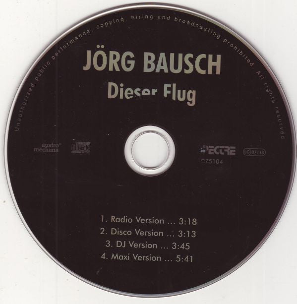 Jörg Bausch : Dieser Flug (CD, Maxi)