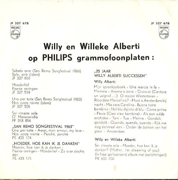 Willy & Willeke Alberti : Moeder, Hoe Kan Ik Je Danken? (7", Mono)