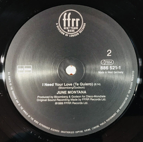 June Montana : I Need Your Love (12")