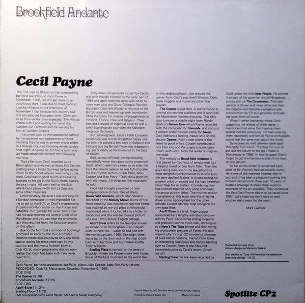 Cecil Payne : Brookfield Andante (LP, Album, Pin)