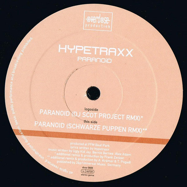 Hypetraxx : Paranoid (Remixes) (12")