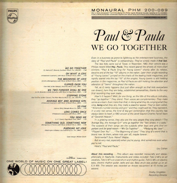 Paul & Paula : We Go Together (LP, Album, Mono)
